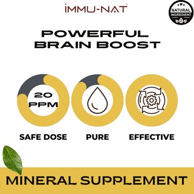 Immu-nat Colloidal Gold Water 24K Pure Liquid 20PPM (8.5oz) Mineral Supplement for Enhanced Cognitive Function, Focus, Creativity, Calmness, Sleep Aid - Pineal Gland Decalcification