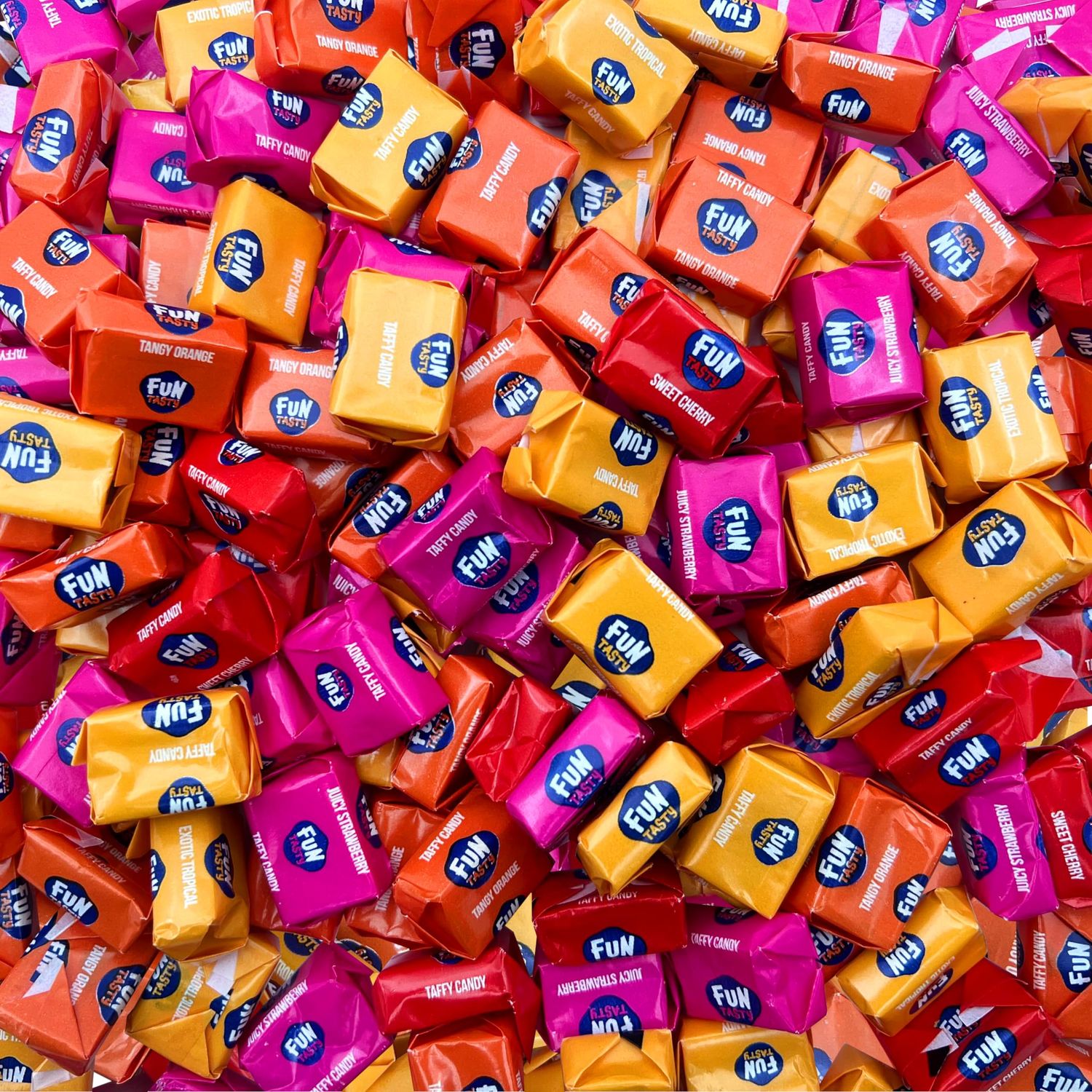 Taffy Candy 2.2 Pound Bag - Approx. 245 Count Chewy Fruit Candy Individually Wrapped Soft Chewy Candy in Orange, Strawberry, Tropical Fruits, Cherry Taffy Assortment