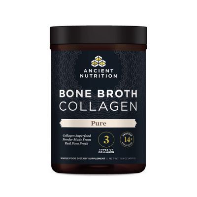 Ancient Nutrition Collagen Powder, Bone Broth Collagen, Pure, Hydrolyzed Multi Collagen Peptides, Supports Skin and Nails, Joint Supplement, 30 Servings, 15.9oz