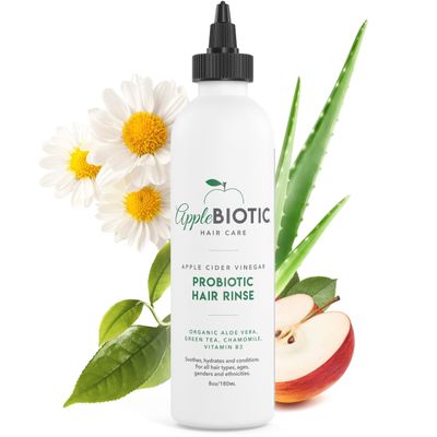 Applebiotic Apple Cider Vinegar Hair Rinse - Gentle Scalp Cleanser to Clarify Remove Product Buildup - Dry, Itchy Scalp Treatment, Silicone Sulfate Free, 8 oz