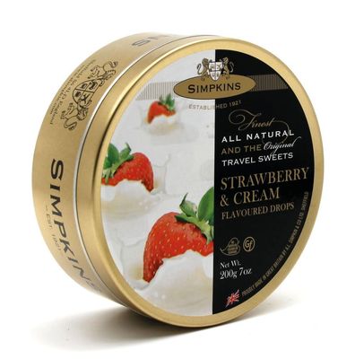 Simpkins Strawberry and Cream Flavour Travel Sweets 200g