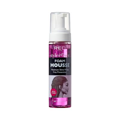 Red by Kiss Foaming Mousse, Maximum Shine Wrap Mousse, Reduce Prevent Frizz, Define Curls, Set Hold Styles, Nourishes Dry Brittle Hair (Biotin Vitamin E)