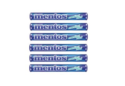 Chewy dragees mint candy roll fruity flavor - mini travel on the go pack (pack of 6 roll, Menthol Mint)