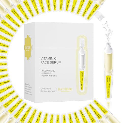 Brightening Hydrating Face Serum with Vitamin C, Hyaluronic Acid, Glutathione, and Botanical Extracts,- Multi-Action Antioxidant, Barrier Repair Anti-Aging Formula, 15 PcsBox Ampoules