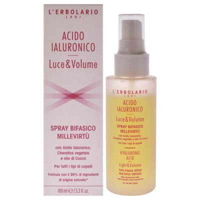L&#39;Erbolario Hyaluronic Acid Two Phase Spray - Light And Volume - True Ally For Magnificent Hair - Fuller, Softer And Shinier With Every Use - Filling And Moisturizing Action - 3.3 Oz Hair Mist