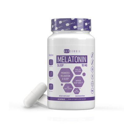 NAPSOMNIA Melatonin for Sleeping for Men Women - Sleep Melatonin wValerian Root Extract - Vegan Melatonin 10 Mg Capsules - Sleep Aid for Adults - Deep Sleep Supplements to Ease Jet Lag Strain