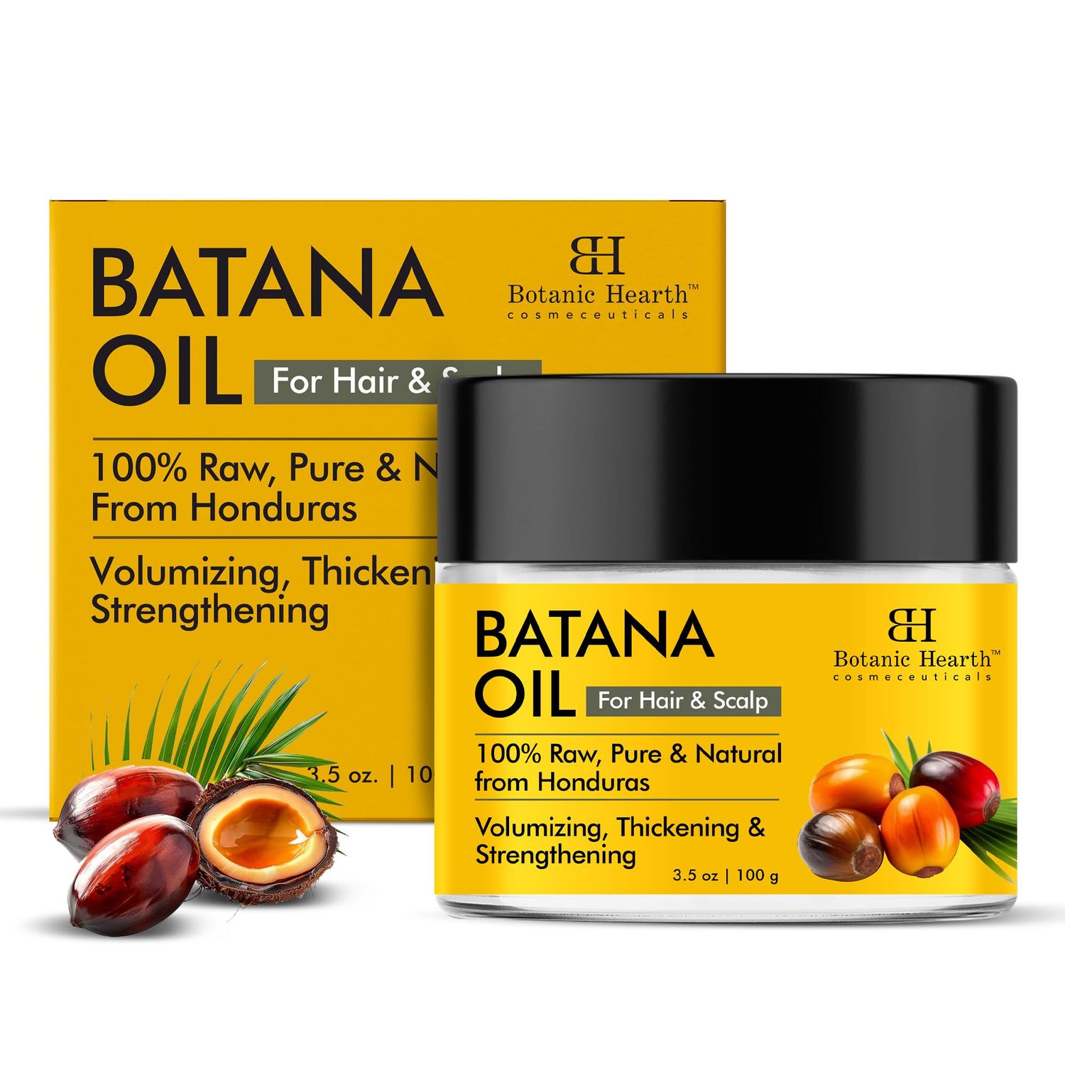 Botanic Hearth Dr Sebi Batana Oil for Hair Growth - Batana Butter (3.5 fl oz) Deeply Nourishing Revitalizing Hair Skin Care for Men and Women Suitable for All Hair Types