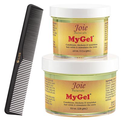 Joie Naturals My Gel Hair Gel Set with Styling Comb - Hair Styling Gel - Moisturizing Formula wPlant Oils Herbal Extracts - Curly Hair Gel for Twists, Braid and Locks (4oz 8oz Combo, Extra Hold)