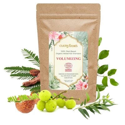 Cultivator&#39;s Volume Shampoo for hair wash with Amla, Reetha, Shikakai Powder Dry Shampoo Certified Organic Hair Cleansing100 Natural Indian Herbs for Hair Growth - 8.81 oz