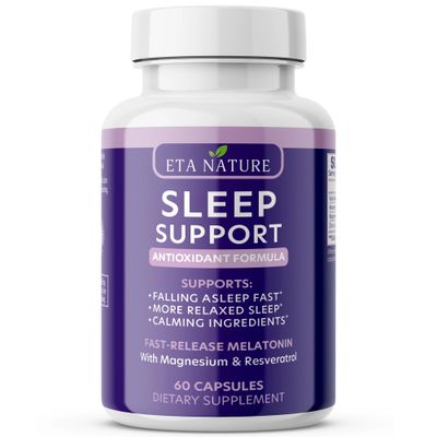 ETANATURE Sleeping Pills Resveratrol Supplement for Anti Aging - Sleep Supplement with Melatonin, Resveratrol, Zinc Magnesium - Wake Up Looking Younger with Non Habit Forming Sleep Meds - 60 Caps