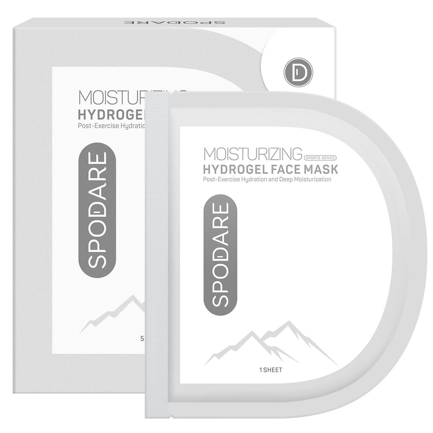 SPODARE SPORTS MASK - Moisturizing Hydrogel Face Mask - Antioxidant and Quick Hydration after Exercise - Contain Hyaluronic Acid and Red Algae Extract - For All Skin Types - 5 Pc