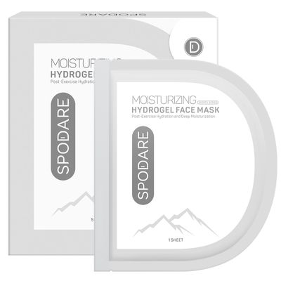 SPODARE SPORTS MASK - Moisturizing Hydrogel Face Mask - Antioxidant and Quick Hydration after Exercise - Contain Hyaluronic Acid and Red Algae Extract - For All Skin Types - 5 Pc