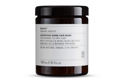 Evolve Organic Beauty - Natural Superfood Shine Hydrating Hair Mask Small Batch, Vegan Clean Beauty (6.1 oz 180 ml) Packaging May Vary