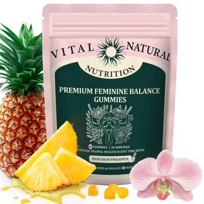 MATOP Premium Feminine Gummies Balance Nutrition - pH Balance for Women Health Natural Hawaiian Pineapple Gummy Vegan Gluten-Free Wellness 60 Gummies - 30 Servings