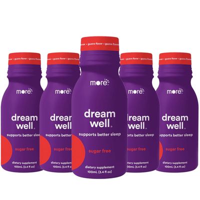 More Labs Dream Well Holistic Sleep Shot Drink 5 Pack Non-Habit Forming Lemon Balm, Melatonin and Glycine Sleep Support Solution