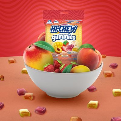HI-CHEW GUMMIES Sour Candy Bag of 9, 4.23 oz each, Mango Peach Strawberry Gummy Candy, Unique Fun Soft Chewy, Immensely Juicy Fruit Flavors