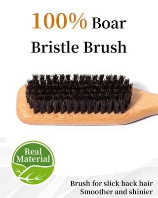 Slick Back Hair Brush Hair Wax Stick Set, Soft Boar Bristle Hair Brush for Thin to Medium Hair, Wax Stick for Taming Unruly Strands, Sleek Ponytail