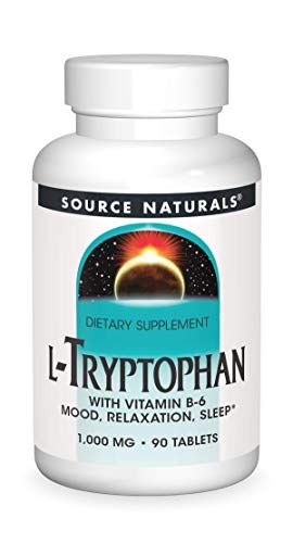 Source Naturals L-Tryptophan with Vitamin B-6 1000 mg Support Mood, Relaxation And Sleep - 90 Tablets
