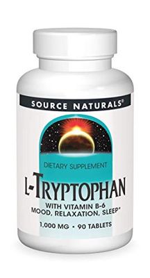 Source Naturals L-Tryptophan with Vitamin B-6 1000 mg Support Mood, Relaxation And Sleep - 90 Tablets