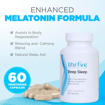Thrive Good Deep Sleep - Sleep Supplement with Calcium Carbonate, Vitamin B6, Magnesium - Sleep Aid Formula with Melatonin, L-Tryptophan, 5-HTP, Inositol, Natural Plant Extracts - 60 Veggie Capsules