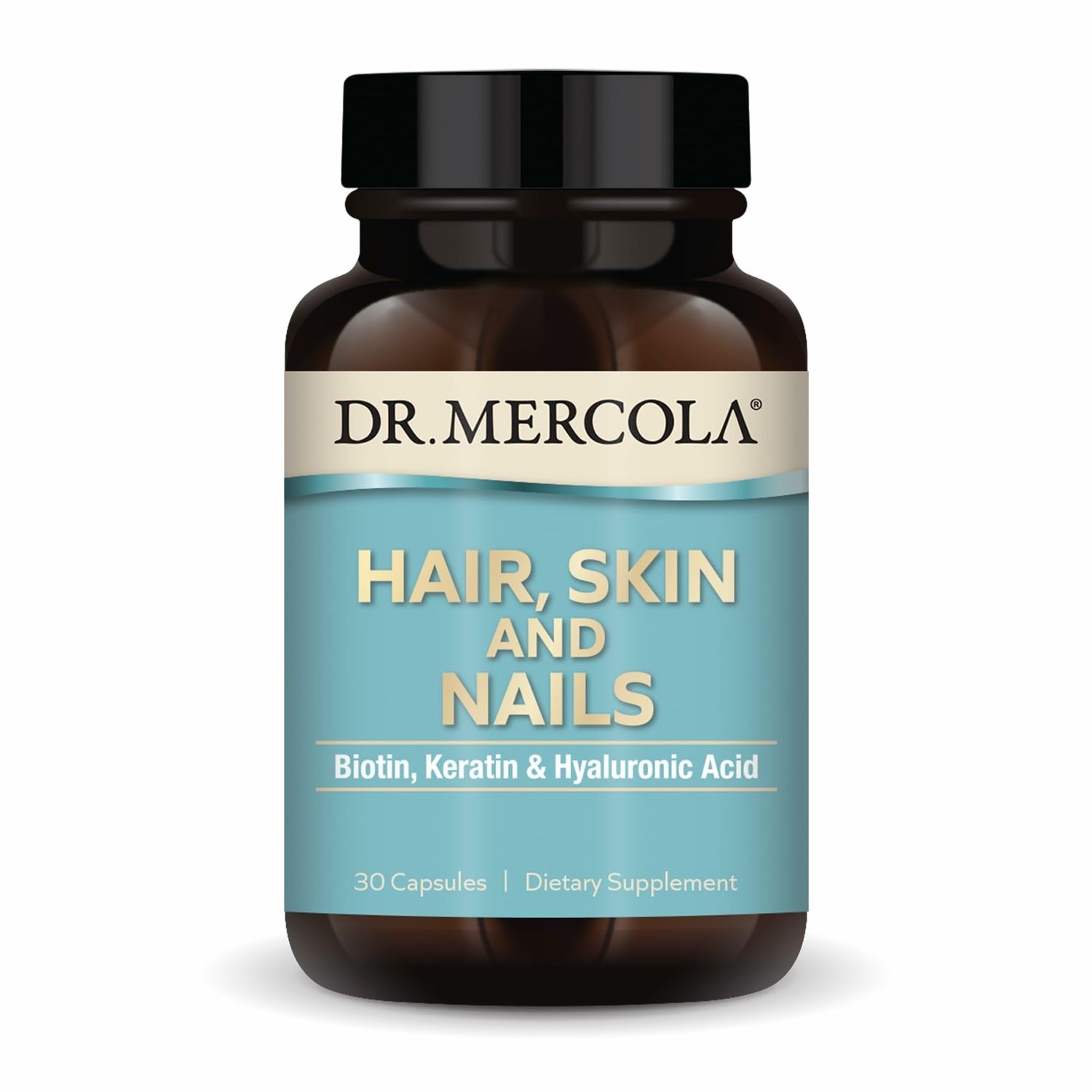 Dr. Mercola Hair, Skin and Nails - Provides Biotin, Keratin Hyaluronic Acid - Premium Quality - Supports Healthy Aging - Non-GMO, Gluten-Free Soy-Free - 30 Capsules (30 Servings)