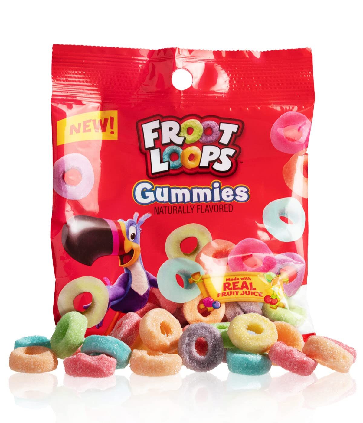 Galerie Froot Loops Gummies, Assorted Real Fruit Juice Flavored Gummy Candy Bags, Cute Christmas Stocking Stuffers Candies for Boys or Girls, Pack of 3