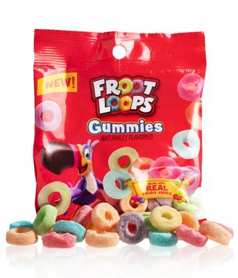 Galerie Froot Loops Gummies, Assorted Real Fruit Juice Flavored Gummy Candy Bags, Cute Christmas Stocking Stuffers Candies for Boys or Girls, Pack of 3