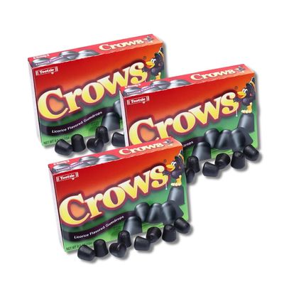 Classic Candy - Movie Theater Box Gift Packs by Lyza&#39;s Sweets Treats (Pack of 3, Crows - Black Licorice Gumdrops)