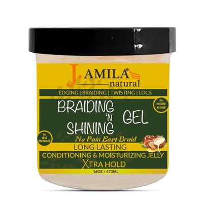 J. AMILA Natural Award Winning Braiding N Shining Gel Long Lasting Conditioning Moisturizing Extreme Hold (16oz)