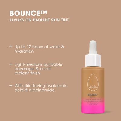 Beautyblender 12-Hour Always on Radiant Skin Tint, Breathable Serum Foundation Stays Put for All Day Long Wear, Infused with Hyaluronic Acid Niacinamide, Medium 2