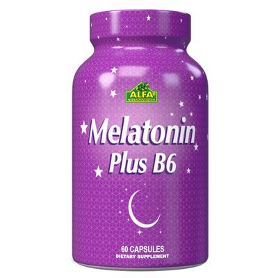 ALFA VITAMINS Melatonin Plus B-6 Supplement with 5MG Sleep Cycle Regulator - Cardiovascular Health - Immune System - 60 Capsules