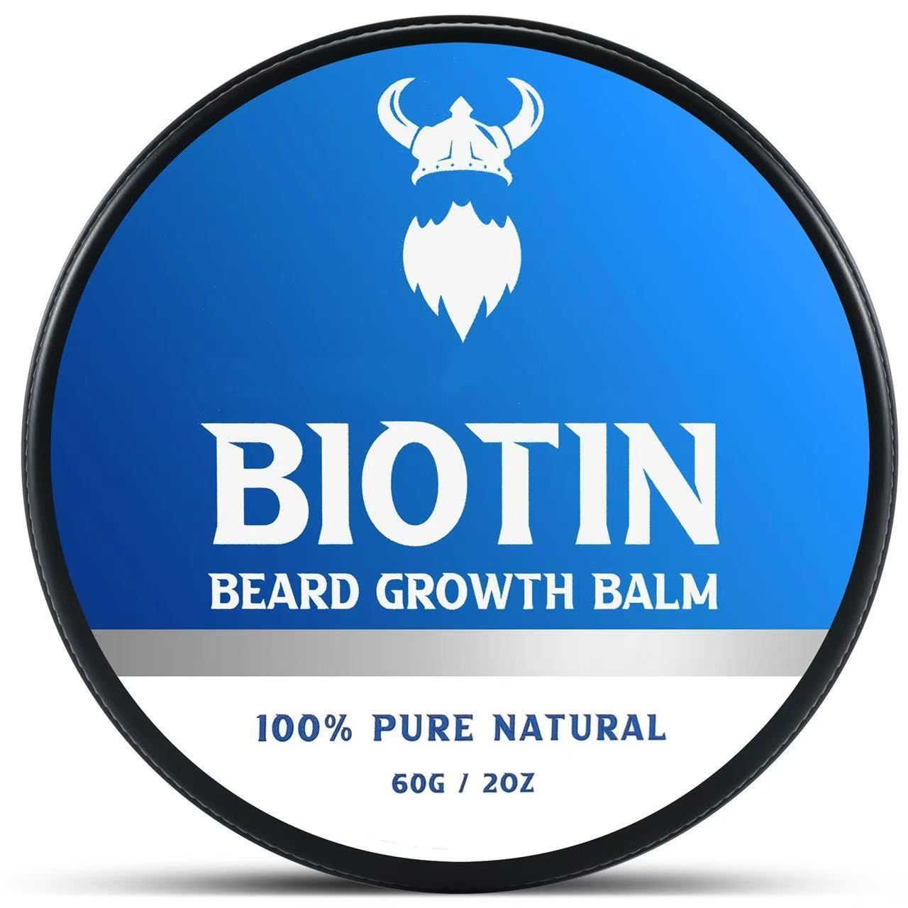 Biotin Beard Balm for Men Conditioning Beard Wax - Made with Castor Oil Natural and Organic Ingredients - Hydrates Thickens Facial Hair Growth- 2 Ounce Tin