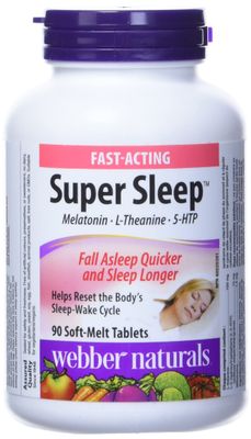Webber Naturals Super Sleep Melatonin Plus L-Theanine 5-HTP, 90 soft-melt tablets (1)