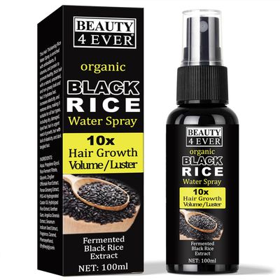 Hair Growth Serum for Women Men - Black Rice Water Spray, Hair Loss Treatment for Damaged, Dry Hair, Hair Regrowth with Castor Oil and Ginger for Thicker, Longer, Fuller Hair