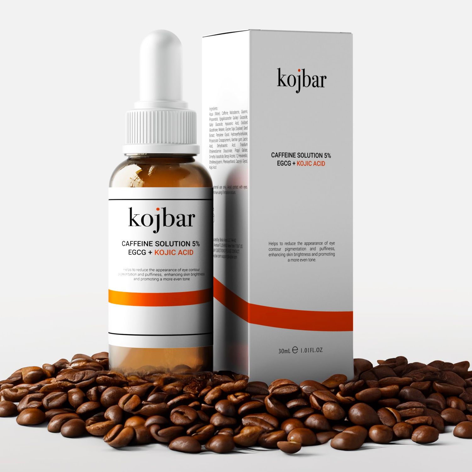 Kojbar Caffeine Solution 5 EGCG Kojic Acid Eye Serum - Energizing Eye Treatment for Puffiness Dark Circles, 1.01 fl oz