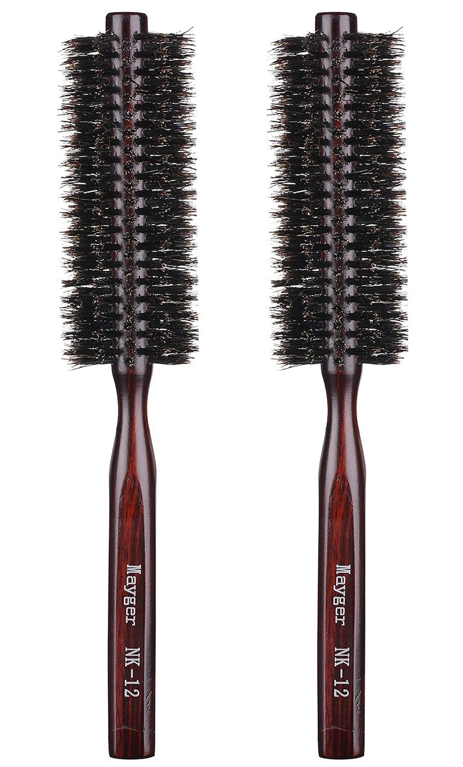 PERFEHAIR Boar Bristle Round Brush-1.3 inch, Pack of 2, Small Round Brushes for Blow Drying Styling Short, Fine, Thin Hair Beard