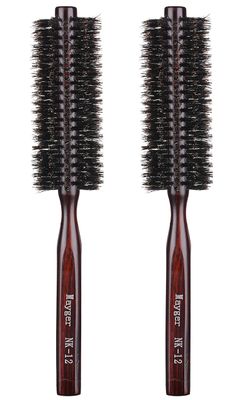 PERFEHAIR Boar Bristle Round Brush-1.3 inch, Pack of 2, Small Round Brushes for Blow Drying Styling Short, Fine, Thin Hair Beard
