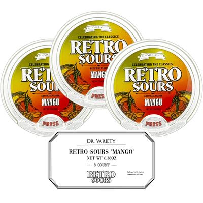 Retro Sours Mango (3 Pack) - Nostalgic Sour Candy, 3 Hard Candy Tins - Retro Sour Drops, Mango Mints