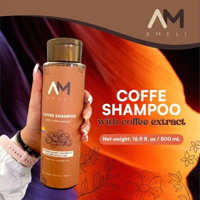 AM AMELI Coffee Cafe Caffeine Shampoo 16.9 Oz - Revitalizing Shampoo for Hair Growth Thinning Hair - Alopecia Care with Coffee Cafe Extract - Fuller, Stronger Hair