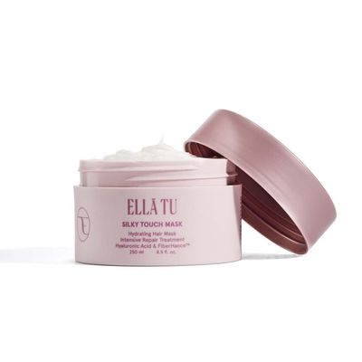 Ellatu Silky Touch Hair Mask - Hydrating Nourishing Formula - Hyaluronic Acid, Castor Moringa Oil, Vitamin E, Hydrolyzed Collagen for All Hair Types - Repair, Strengthen, Soften (8.5 oz)