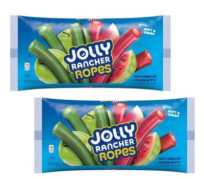 Jolly Rancher Ropes - Green Apple and Watermelon Flavors - Pack of 2 - Classic Taste Everyone Loves with A Gummy Twist - Fun For Everyone
