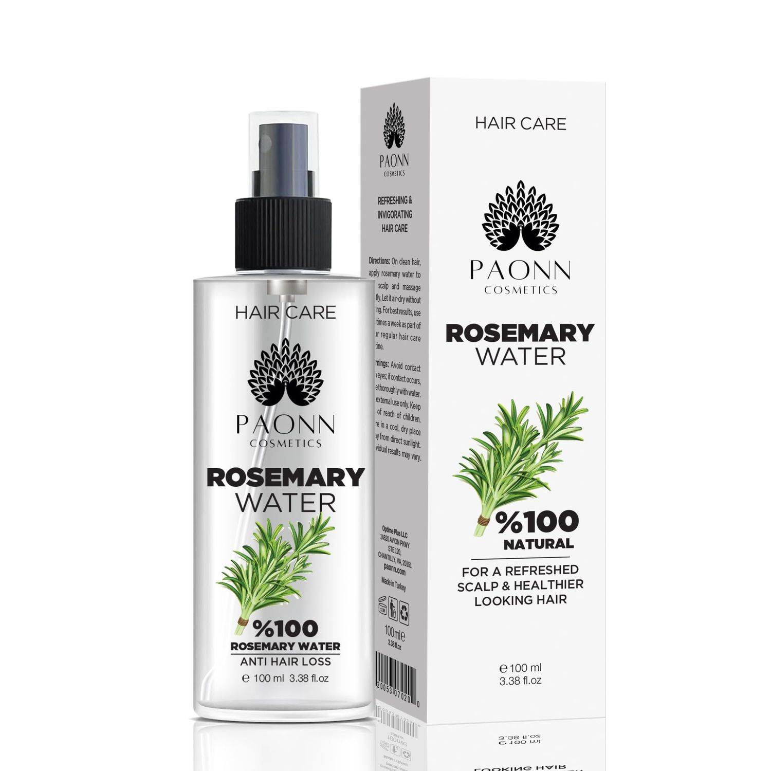 PAONN Rosemary Water Hair Spray, Natural Rosemary Extract, Hair Care Spray for Shine Frizz Control, Supports Scalp Moisture