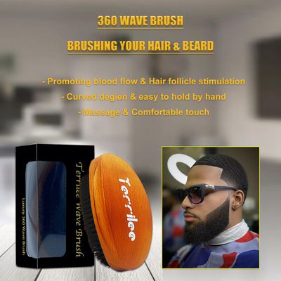 Terrilee Palm Wave Brush - 360 Curved Beech Wood and Boar Bristle Brush for Men's Wave Hair Styling (Light brown)