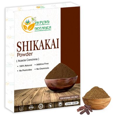 Herbs Botanica Shikakai Powder Pure Acacia Concinna Fruit Pods Powder For Hair, Shiny, Tangled Hair Cleanser Conditioner Vegan Non GMO 5.30 oz