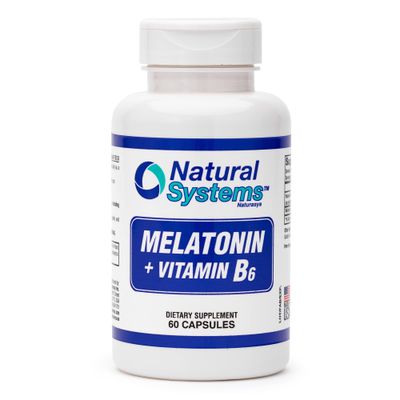 Melatonin 3 Mg Vitamin B6 Supplement by Natural Systems 60 Capsules - Natural Melatonin for Well Resting - Vitamin B6 Dietary Supplement for Training Enthusiasts - 3 mg Melatonin Boost Immunity
