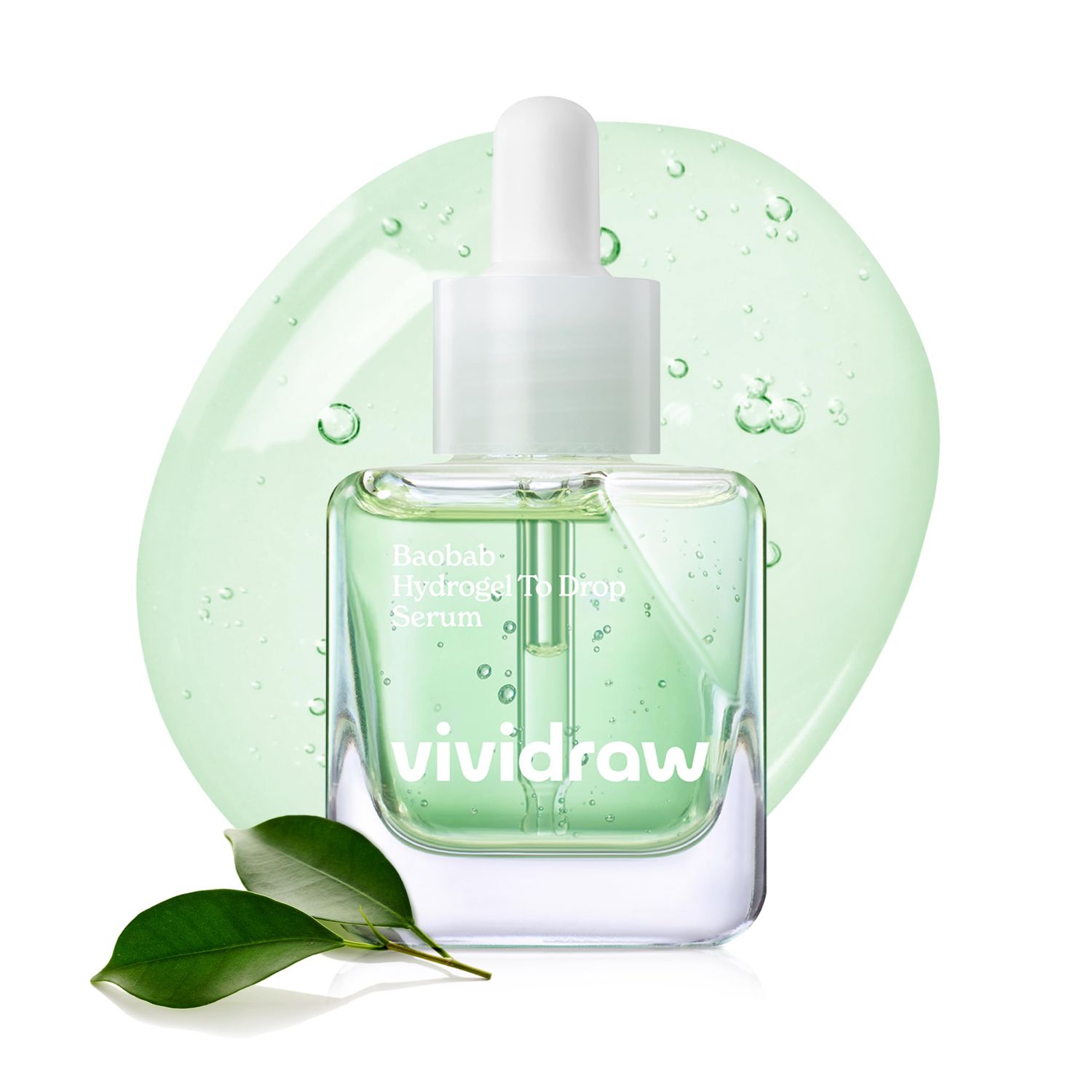 Vividraw Baobab Hydrogel to Drop Ampoule Hydrating Redness Reducing Face Serum with Hyaluronic Acid Gentle PHA Exfoliation for Smooth Skin Korean Skincare CRUELTY-FREE (40ml, 1.35 fl. oz.)