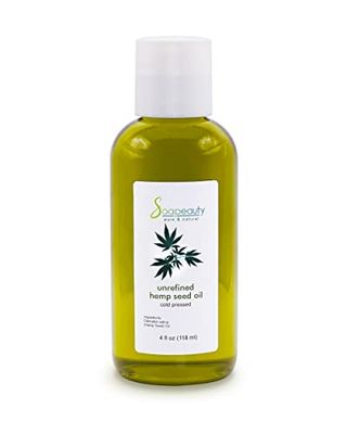 Soapeauty Hemp Seed Oil Unrefined Cold Pressed Massage Body Oil for Skin, Face, Hair, and Soap Making Carrier for Essential Oils Rich in Omega Fatty Acids - 4 Fl Oz
