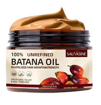 SAUVASINE Batana Oil for Hair Growth - 100 Raw, Pure, Organic Dr. Sebi Batana Oil - Unrefined Hair Treatment from Honduras - Boosts Thickness, Prevents Hair Loss for Men Women - 4.05 Oz