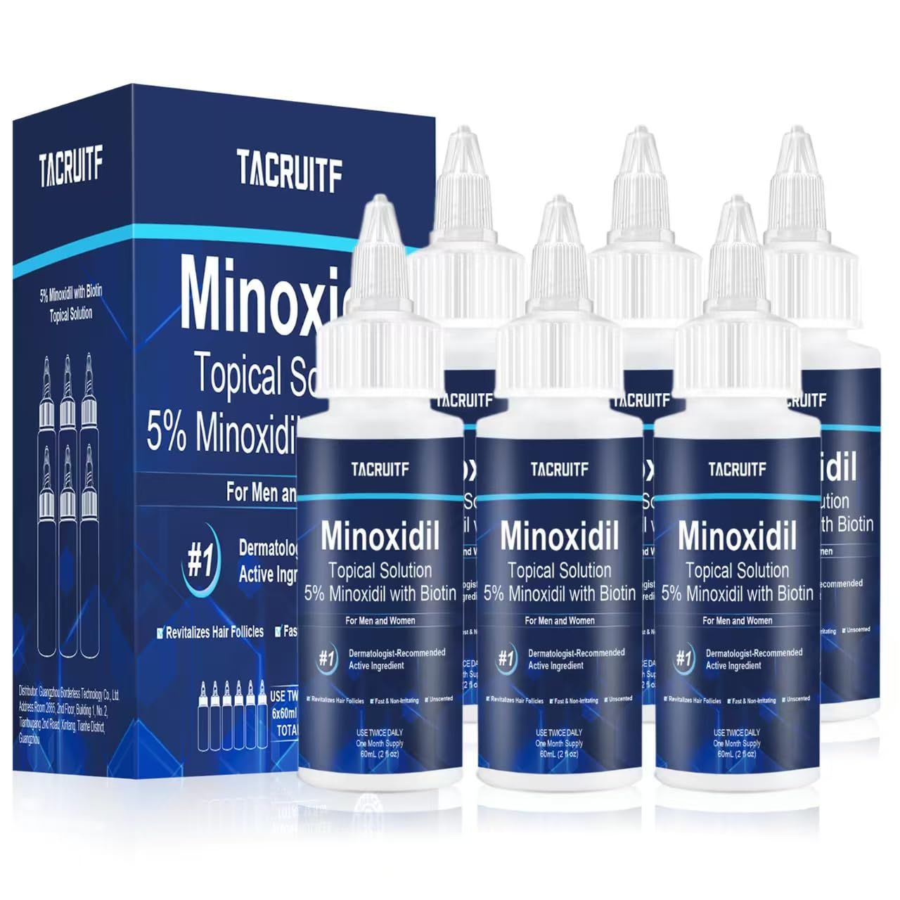 5 Minoxidil with Biotin, Hair Growth Treatment, Minoxidil Hair and Beard Growth Oil, Minoxidil for Men and Women, Supports Thicker and Fuller Hair Beard (12 fl oz, 6 Month Supply)