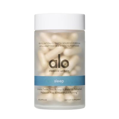 Alo Yoga Sweet Sleep Melatonin-Free Sleep Support with Aquamin Magnesium, GABA L-Theanine Promotes Restful Sleep Relaxation 60 Capsules